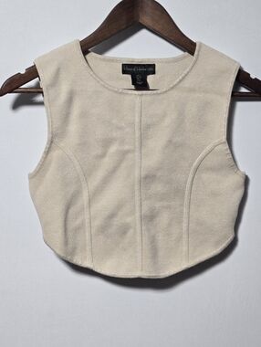 House of Harlow 1960 Cream Knit Corset Crop Top Size Small Neutral Minimalist